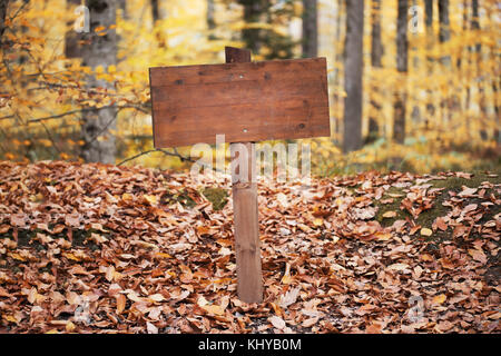 Bild der leeren Schild auf den Wald. Stockfoto