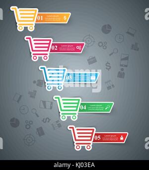 Busines Infografik. Warenkorb Symbol. Stock Vektor