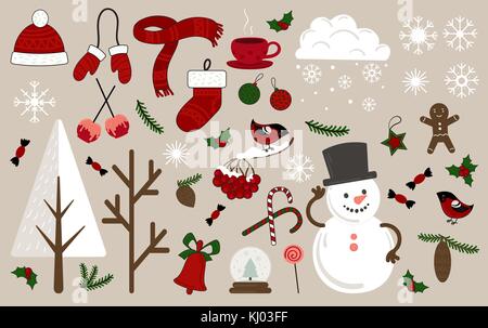 Weihnachten Symbole für Dekorationen Stock Vektor