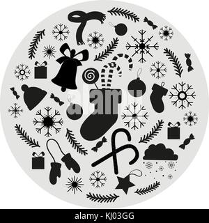 Satz von Weihnachten Symbole für Dekorationen Stock Vektor