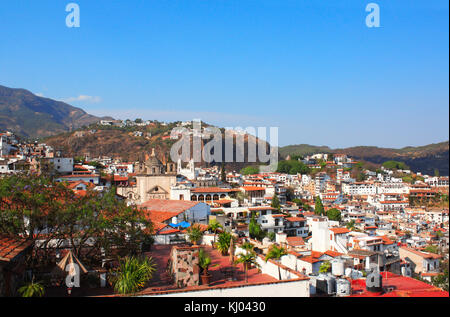 Arieal Ansicht von Taxco de Alarcon Stadt, Bundesstaat Guerrero, Mexiko, Nordamerika Stockfoto