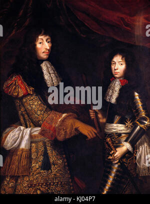 Claude Lefebvre - Porträt de Louis II. de Bourbon (1621-1686) dit Le Grand Conde et son fils Henri Jules Duc d'Enghien Stockfoto