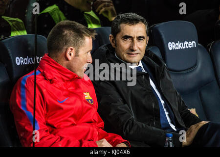 4. November 2017: Camp Nou, Barcelona, Spanien: Ernesto Valverde, Trainer des FC Barcelona vor dem Spiel der La Liga gegen Sevilla CF Stockfoto