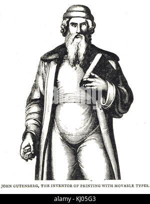 Johannes Gutenberg, Erfinder des beweglichen Schriftdrucks Stockfoto