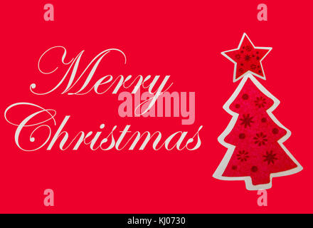 Weihnachtskarte mit Text frohe Weihnachten und Weihnachtsbaum. Stockfoto