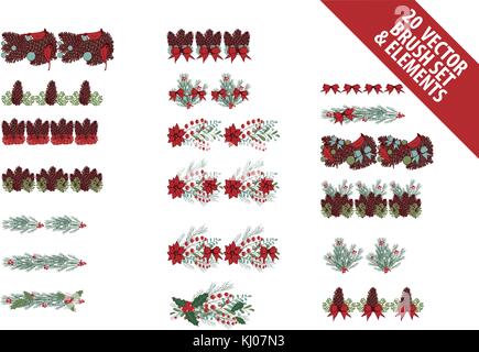 Weihnachten Kranz Generator mit bunten Vektor bürsten - Hand gezeichnete Illustration für Grußkarten und Web Banner Stock Vektor