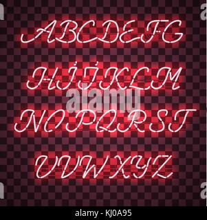 Leuchtend rote neon Großbuchstaben script Font Stock Vektor