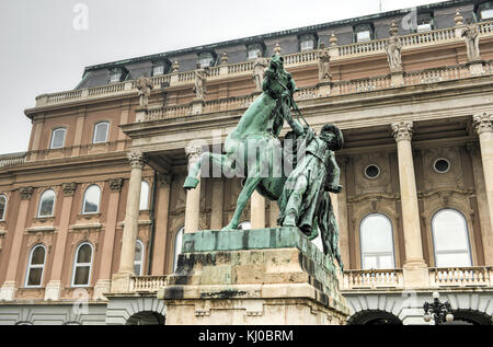 Die Statue der csikos (Ungarische horse Wrangler), Budaer Burg, Budapest Stockfoto