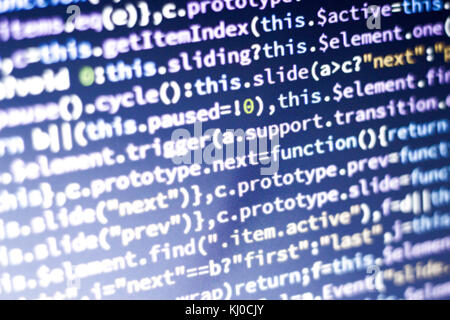 Glühende minificated Javascript Code. abstrakte Bild der modernen Web Developer. Hacking Computer Netzwerk. Stockfoto