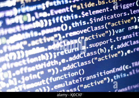 Glühende minificated Javascript Code. abstrakte Bild der modernen Web Developer. Hacking Computer Netzwerk. Stockfoto