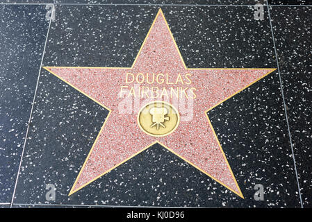 HOLLYWOOD, CA - DEZEMBER 06: Douglas Fairbanks Star auf dem Hollywood Walk of Fame in Hollywood, Kalifornien am 6. Dezember 2016. Stockfoto