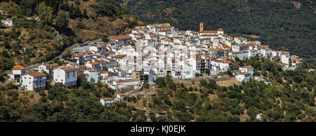 Algatocin, weißen Dorf Panoramablick, Andalusien, Spanien, Europa. Stockfoto