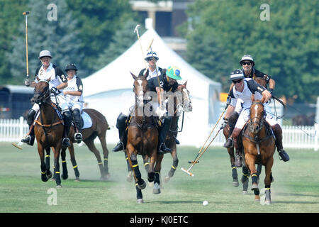 NEW YORK - Juni 27: Seine Königliche Hoheit Prinz Harry konkurriert während des 3. jährlichen Veuve Clicquot Polo Classic auf Governors Island am 27. Juni 2010 in New York City. Personen: Prinz Harry Stockfoto