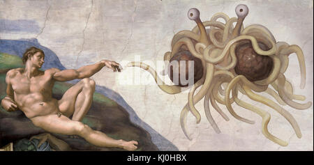 Durch seine Noodly Anhängsel HD berührt Stockfoto