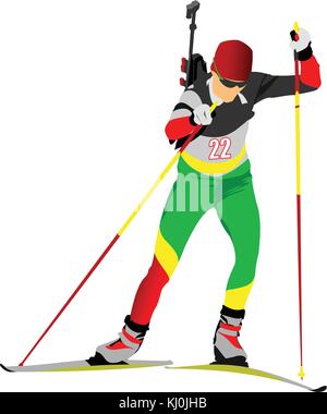 Biathlon runner farbige Silhouetten. Vector Illustration Stock Vektor