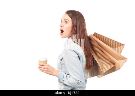 Schöne junge Shopoholic Stockfoto