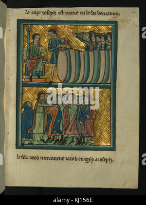 William de Brailes - Top - Joseph Cup fand in Benjamins Sack (Genesis 44-12) - Walters W10616R - ganzseitige Stockfoto