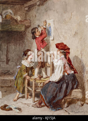 Alexandre-Marie Guillemin - Interieur mit italienischen Frau und Kinder - Walters 371382 Stockfoto