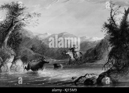 Alfred Jacob Miller - Jagd der Elch - Walters 371940113 Stockfoto