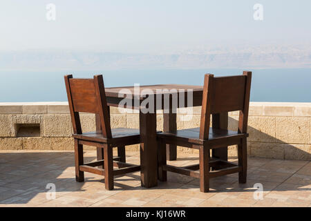 Blick von einem Rastplatz in Jordanien am Toten Meer Stockfoto