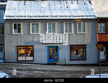Schnee im Zentrum von Reykjavik, die Hauptstadt Islands Stockfoto