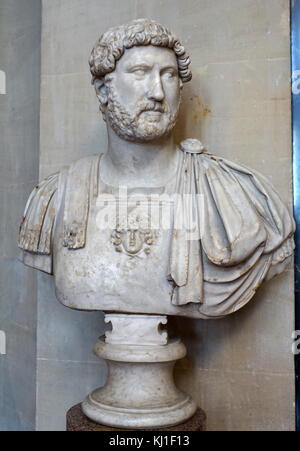 Hadrian Publius Aelius Hadrianus Augustus, Römischer Kaiser von 117 bis 138. Hadrian ist für den Aufbau von Hadrian's Wall, der die nördliche Grenze von Britannia markiert bekannt. Stockfoto