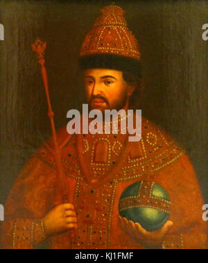 Unbekannter Künstler, Portrait von Zar Ivan V. Ivan V Alexejewitsch (1666 - 1696) war eine gemeinsame Zar von Russland (mit seinem jüngeren Halbbruder Peter I) der Co - zwischen 1682 und 1696 regierte Stockfoto