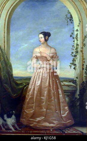 Portrait der Großfürstin Alexandra Nikolajewna', 1840. Großfürstin Alexandra nikolajewna von Russland (1825-1844) war die jüngste Tochter von Großfürstin von Russland, Alexandra Nikolajewna (1825-1844), Tochter von Nikolai I. Malerei von Christina Robertson-Saunders 1796 - 1854. Öl auf Leinwand, ca. 1810 - 1854 Stockfoto