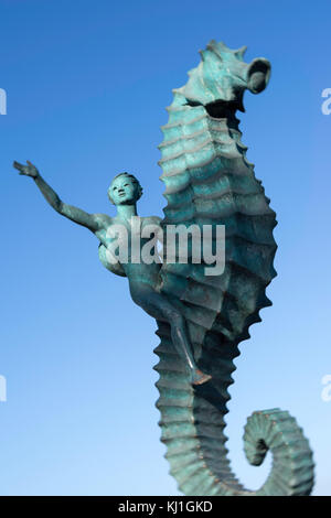 "Der Junge auf der Seepferdchen", Rafael Zamarripa Castañeda, an der berühmten Malecon, Puerto Vallarta, Mexiko Stockfoto