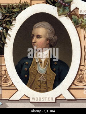 David Wooster (1710-1777), Brigadegeneral in der kontinentalen Armee während der Amerikanischen Revolution. Von einer Abbildung von 1800, mit dem Titel 'Distinguished Maurer von der Revolution" Stockfoto