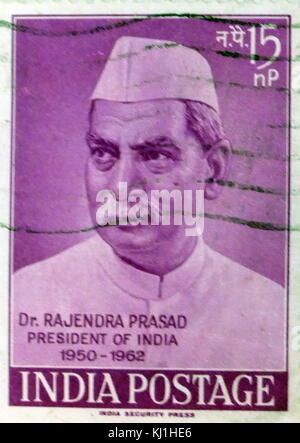 Stempel mit indischen Präsidenten Rajendra Prasad (1884-1963), der erste Präsident der Republik Indien Stockfoto