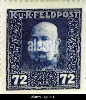 Österreichisch-ungarischen Stempel Spiegel, Franz Joseph I oder Franz Joseph I (1830-1916) war Kaiser von Österreich und König von Ungarn, Kroatien und Böhmen vom 2. Dezember 1848 bis zu seinem Tod am 21. November 1916. Stockfoto