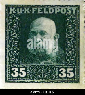 Österreichisch-ungarischen Stempel Spiegel, Franz Joseph I oder Franz Joseph I (1830-1916) war Kaiser von Österreich und König von Ungarn, Kroatien und Böhmen vom 2. Dezember 1848 bis zu seinem Tod am 21. November 1916. Stockfoto