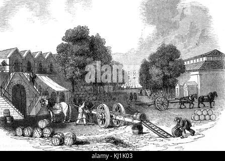 Gravur, die verschiedene Anwendungen der schiefen Ebene. Vom 19. Jahrhundert Stockfoto