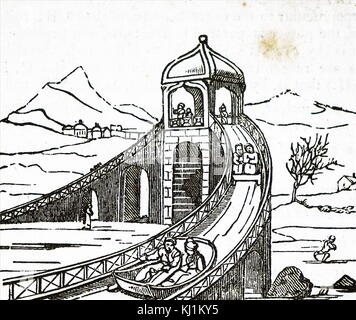 Gravur, die verschiedene Anwendungen der schiefen Ebene. Vom 19. Jahrhundert Stockfoto