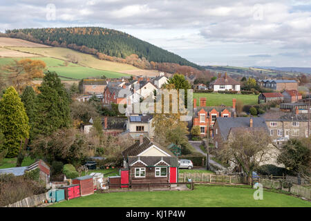 Die kleinen ländlichen Stadt Clun in der Shropshire Hills ANOB, Shropshire, England, Großbritannien Stockfoto