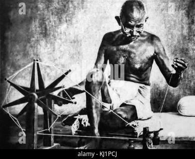 Mohandas Karamchand Gandhi 1869 - 1948), der bedeutendste Führer der indischen Unabhängigkeitsbewegung in britisch beherrschten Indien. Stockfoto
