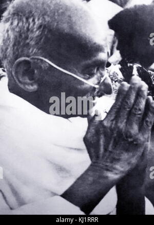 Mohandas Karamchand Gandhi 1869 - 1948) war der bedeutendste Führer der indischen Unabhängigkeitsbewegung in Britisch - Indien regiert. Stockfoto