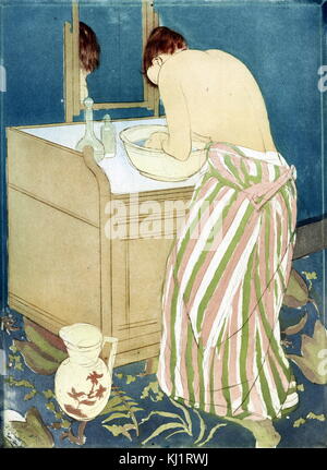 Frau Baden, 1890-91, von Mary Cassatt (1844-1926). Kaltnadel und Aquatinta in Farbe auf Papier. Terra Museum der Kunst Stockfoto