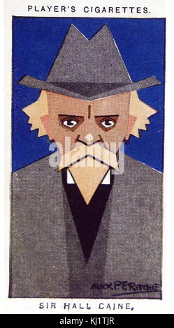 Zigarette card Player's, Sir Thomas Henry Hall Caine (1853-1931), in der Regel bekannt als Hall Caine, war ein britischer Autor. Er ist am besten als Romancier und Dramatiker des späten viktorianischen und edwardianischen Epoche bekannt. Vom 20. Jahrhundert Stockfoto