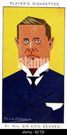 Zigarette card Player's, Sir Eric Campbell Geddes (1875-1937) war ein britischer Geschäftsmann und konservative Politiker. Mit einem Hintergrund in der Eisenbahn. Vom 20. Jahrhundert Stockfoto