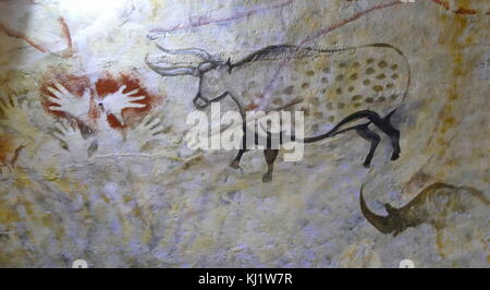 Höhlenmalereien in der Höhle von Altamira, in Kantabrien, Spanien gefunden, die aus dem oberen Paläolithikum. Stockfoto