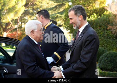 11. Mai 2017 - Madrid, Madrid, Spanien - Spaniens König Felipe trifft sich am 20. November 2017 im Königspalast in Madrid mit dem palästinensischen Präsidenten Mahmoud Abbas (Foto: © Thaer Ganaim/APA Images via ZUMA Wire) Stockfoto