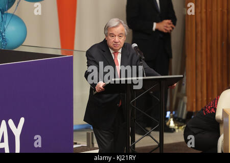 New York, NY, USA. November 2017. Vereinte Nationen, New York, USA, 20. November 2017 - Generalsekretär Antonio Guterres während der Sonderveranstaltung zum Weltkindertag der Vereinten Nationen heute im Hauptquartier der Vereinten Nationen in New York City. Foto: Luiz Rampelotto/EuropaNewswire Credit: Luiz Rampelotto/ZUMA Wire/Alamy Live News Stockfoto