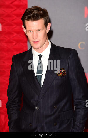 London, Großbritannien. 21 Nov, 2017. Matt Smith (Phillip Herzog von Edinburgh) Teilnahme an der Weltpremiere der Krone im Odeon Leicester Square London Dienstag, 21. November 2017 Credit: Peter Phillips/Alamy leben Nachrichten Stockfoto