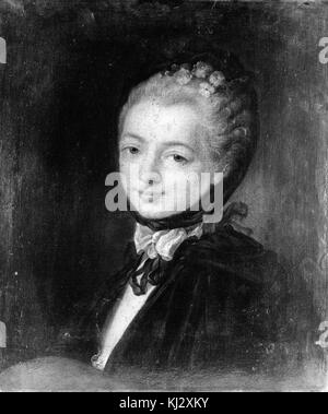 François-Hubert Drouais - Portrait einer jungen Dame - Walters 37390 - vor der Behandlung Stockfoto