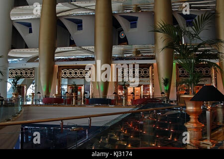 Mezzanine Lobby des Burj Al Arab Hotel, Dubai Stockfoto