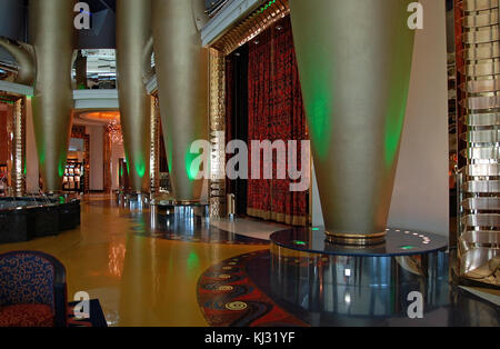 Mezzanine Lobby des Burj Al Arab Hotel, Dubai Stockfoto