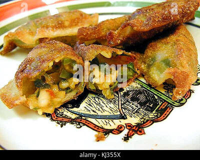 Wontons Essen Stockfoto