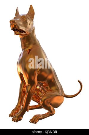 Golden Yellow Dog 3D-Illustration isoliert auf weißem Stockfoto